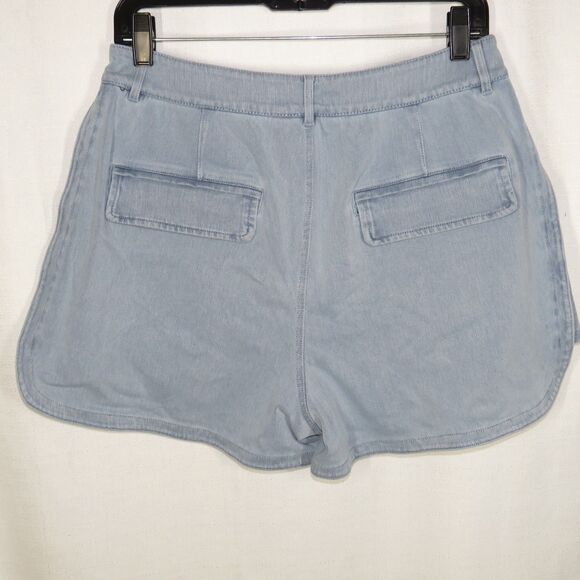 Halara Flex High Waisted Stretch Knit Denim Curved Hem Shorts Size XS - Picture 7 of 10